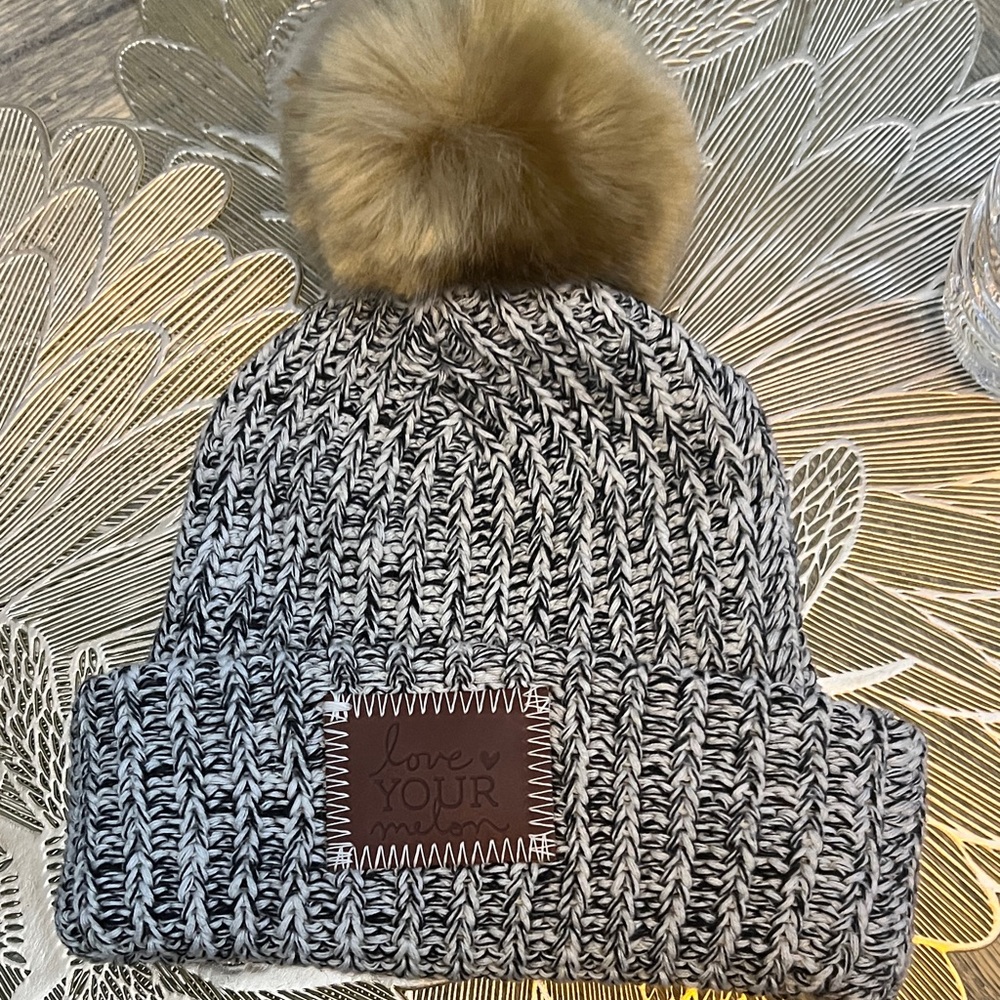 Love Your Melon Black and White Knit Beanie